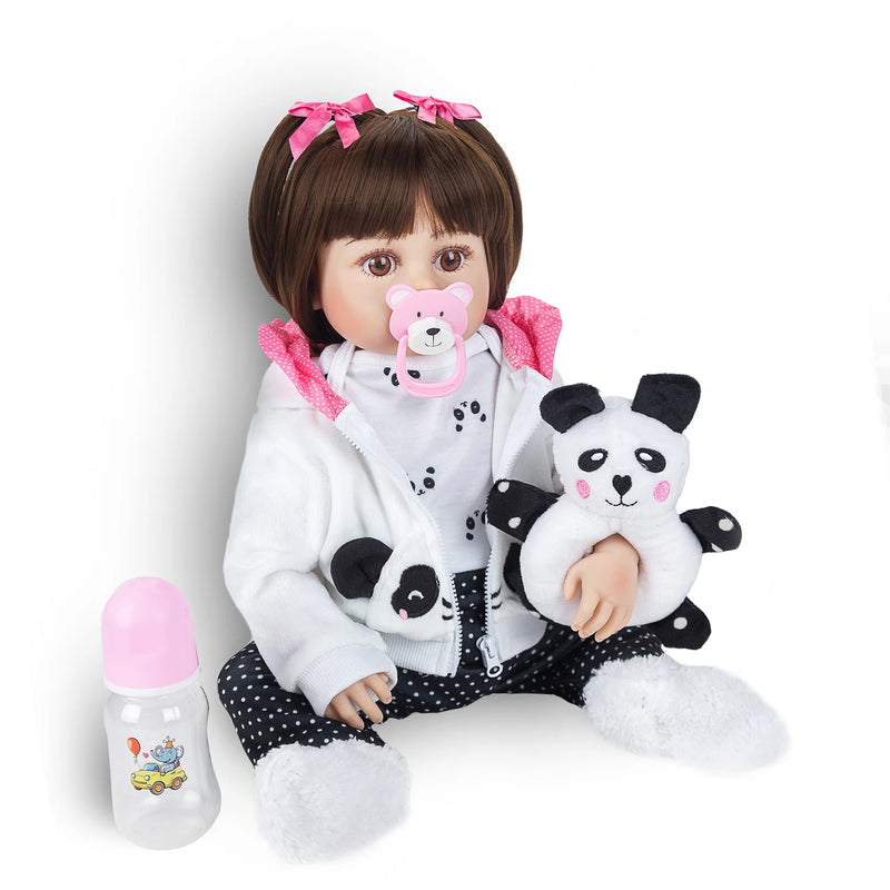 Boneca Reborn panda menina 48cm corpo de silicone - BRASTOY