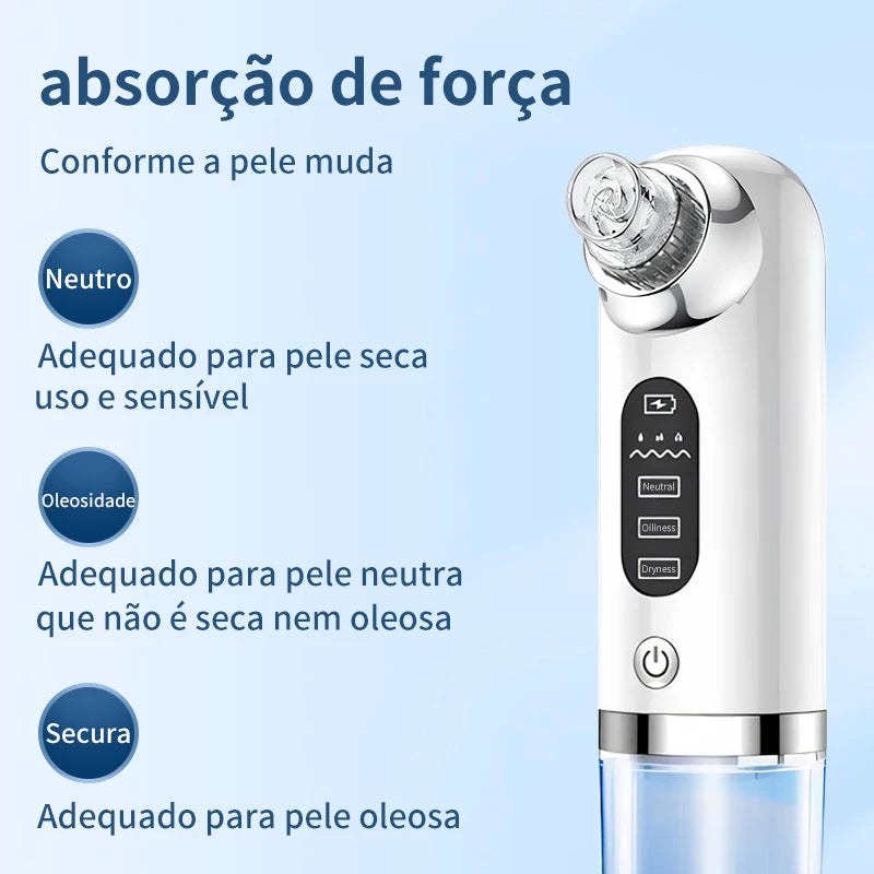 Removedor elétrico de cravos, remoção de espinhas, acne, sucção a vácuo, limpador de poros, limpeza facial