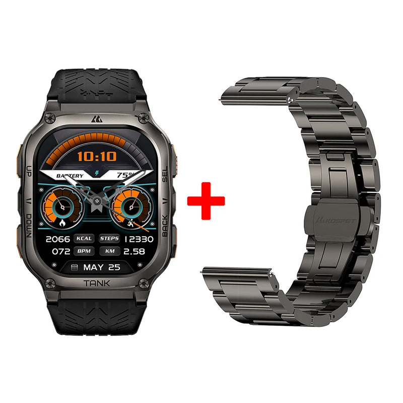 KOSPET TANK M3 Smartwatch For Men 480mAh 60 Days Battery IP69K 5ATM Waterproof AMOLED Bluetooth Call AI Voice Military Watches