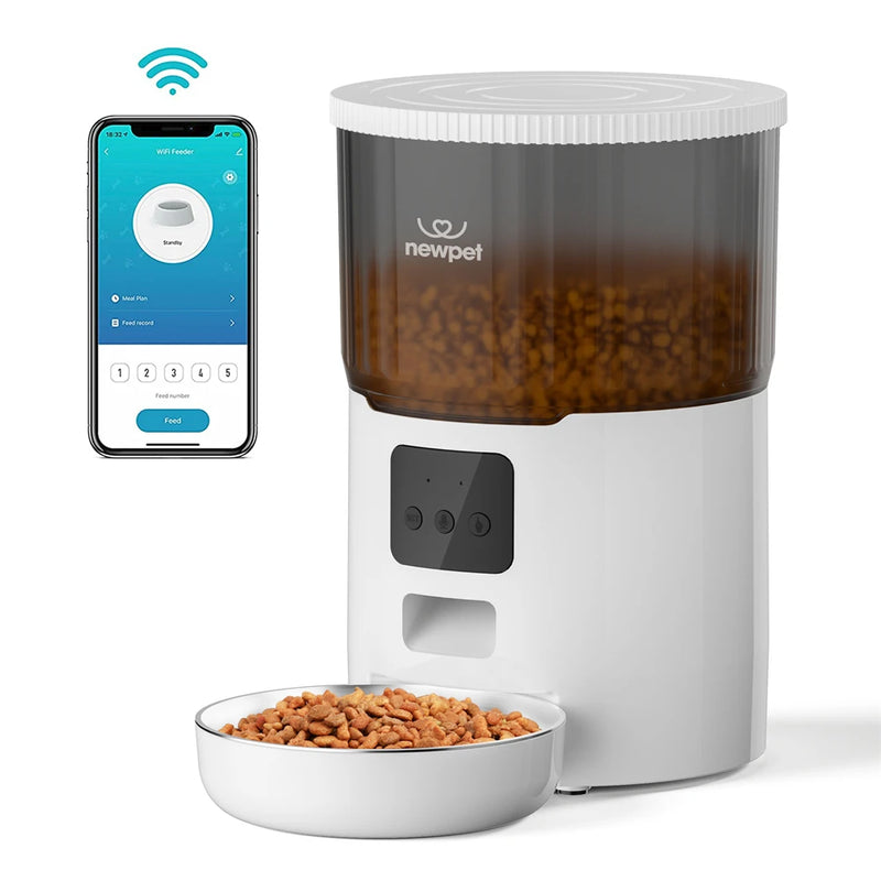 Alimentador de temporização para gatos 4L, aplicativo inteligente, alimentador de cães e gatos, aço inoxidável, alimentação remota, dispensador automático, para animais de estimação