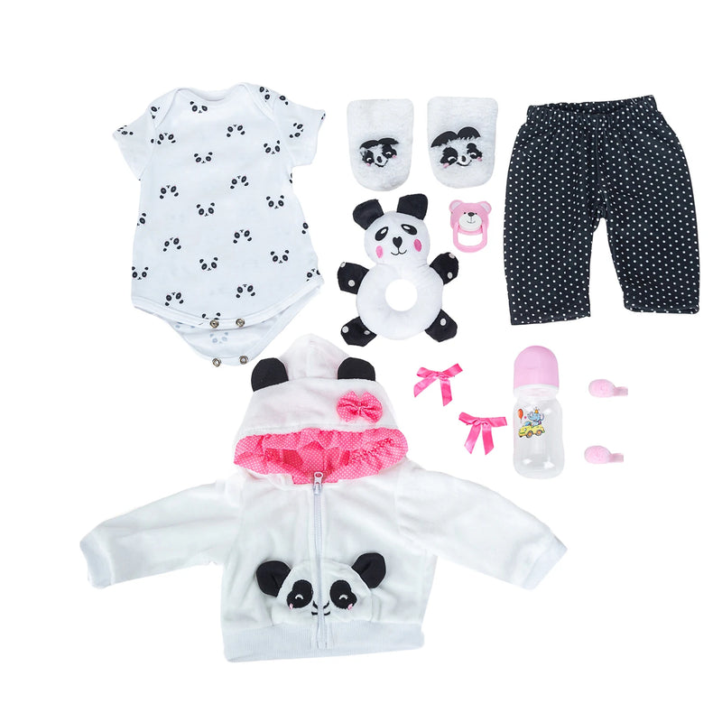 Boneca Reborn panda menina 48cm corpo de silicone - BRASTOY