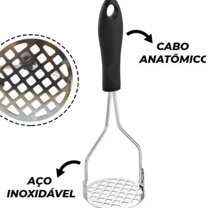 Natal Amassador Batatas, leguminosas, multiuso na cozinha em aço inox com cabo plástico promoções