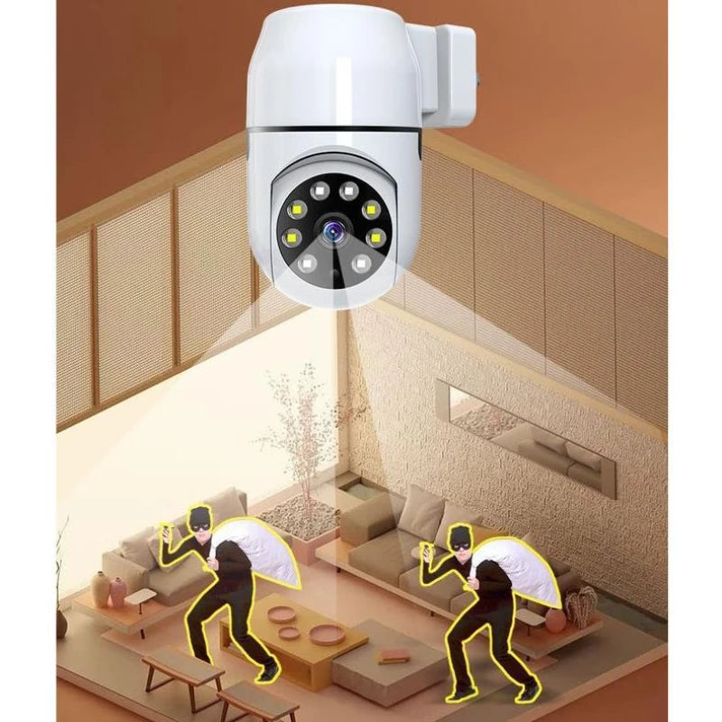 Câmera câmera de rede WiFi 1080P hd áudio bidirecional visão noturna soquete tipo câmera sem perfuração