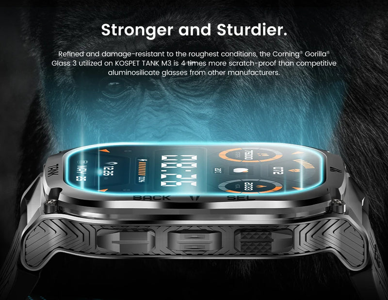 KOSPET TANK M3 Smartwatch For Men 480mAh 60 Days Battery IP69K 5ATM Waterproof AMOLED Bluetooth Call AI Voice Military Watches