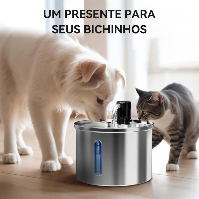 Newpet 3L Aço inoxidável bebedouro automático para gatos e cães bebedouro pet dispensador de água acessório