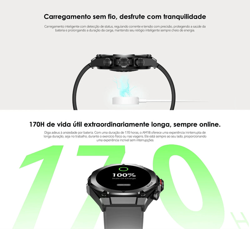 Relogio Smartwatch AURAFIT Am18 masculino a prova dágua ip67