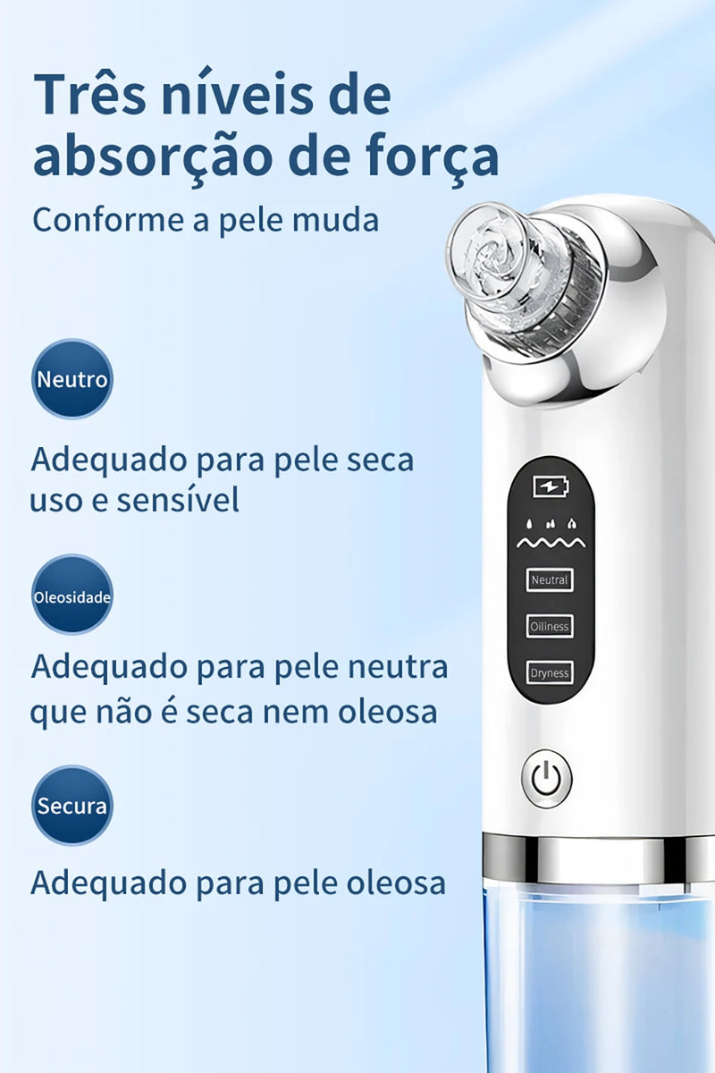 Removedor elétrico de cravos, remoção de espinhas, acne, sucção a vácuo, limpador de poros, limpeza facial