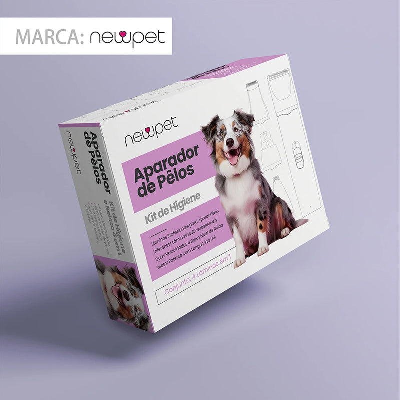Newpet 4 em 1 Máquina de tosa elétrica profissional pet cachorro gato - bivolt.