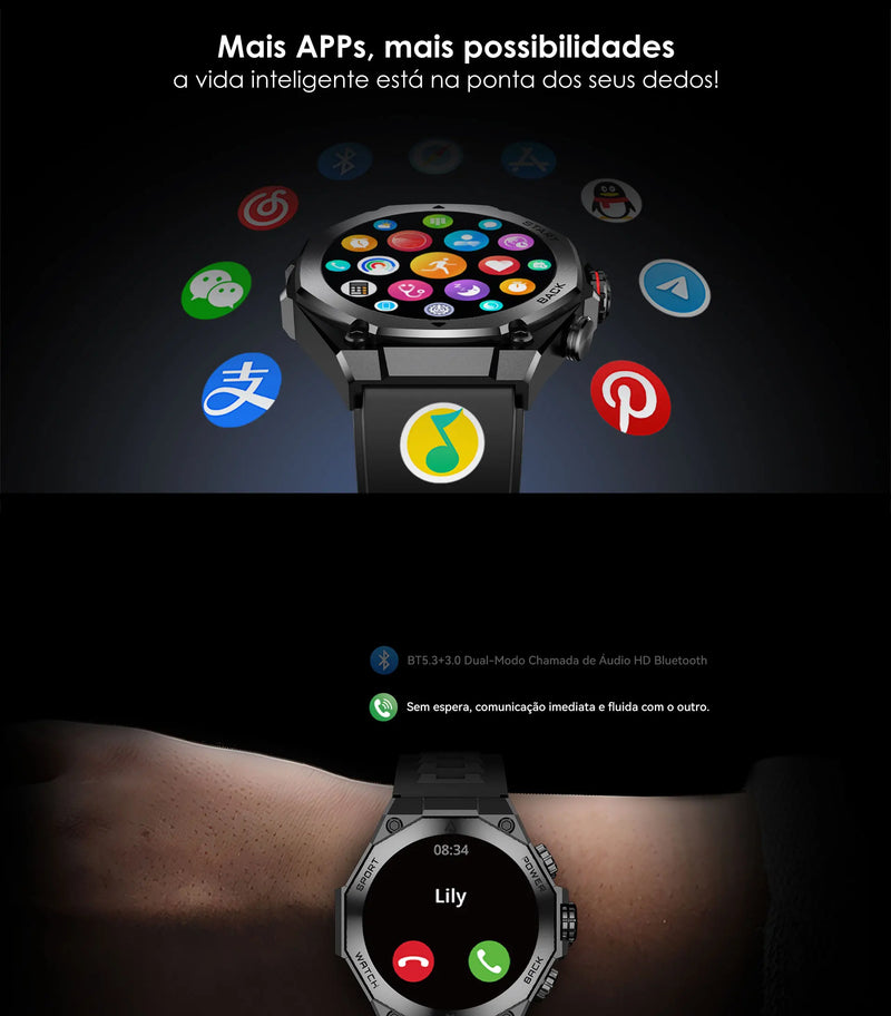 Relogio Smartwatch AURAFIT Am18 masculino a prova dágua ip67