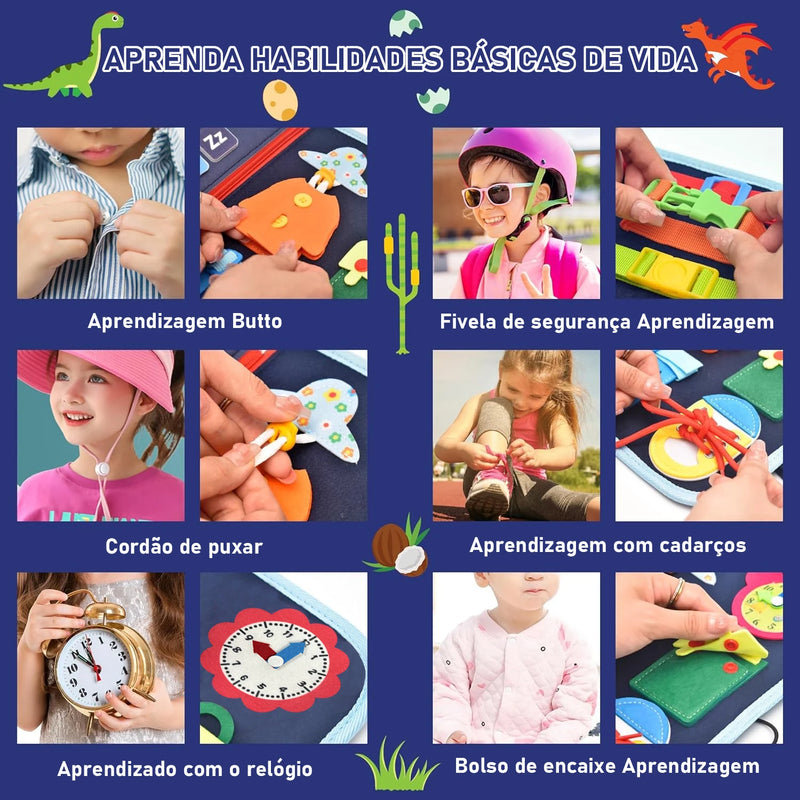 Toddler Busy Board Montessori atividades de aprendizagem pré-escolar com habilidades