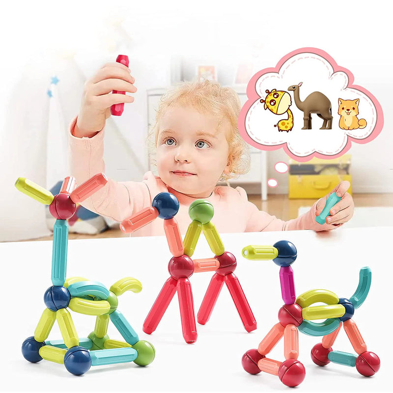 Magnética Blocos De Construção Magnético 68PCS Conjunto De ímã Bola Varas Haste Montessori Brinquedos Educativos Para Crianças