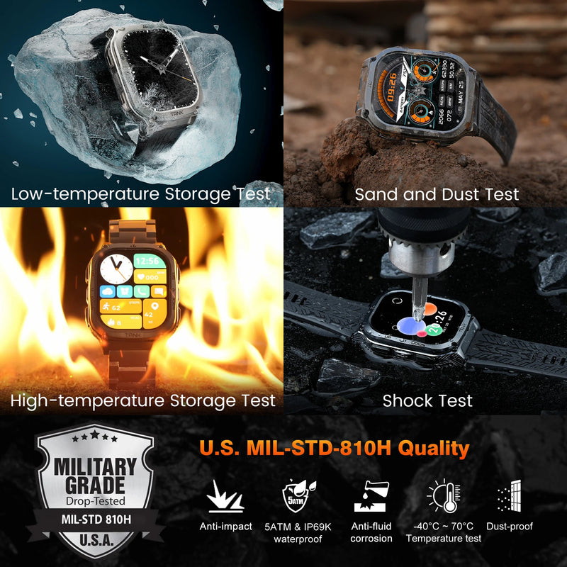 KOSPET TANK M3 Smartwatch For Men 480mAh 60 Days Battery IP69K 5ATM Waterproof AMOLED Bluetooth Call AI Voice Military Watches
