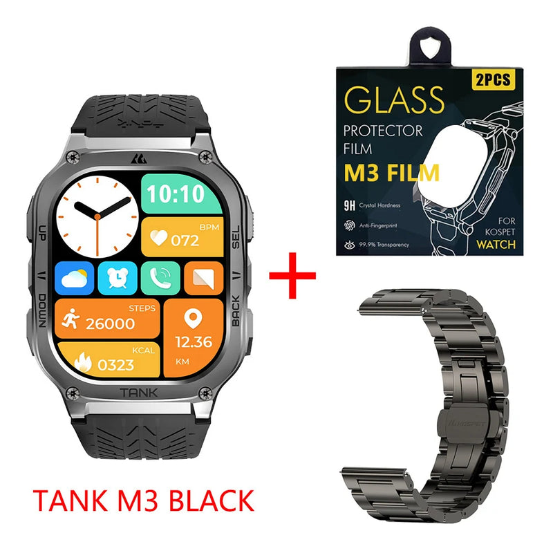 KOSPET TANK M3 Smartwatch For Men 480mAh 60 Days Battery IP69K 5ATM Waterproof AMOLED Bluetooth Call AI Voice Military Watches