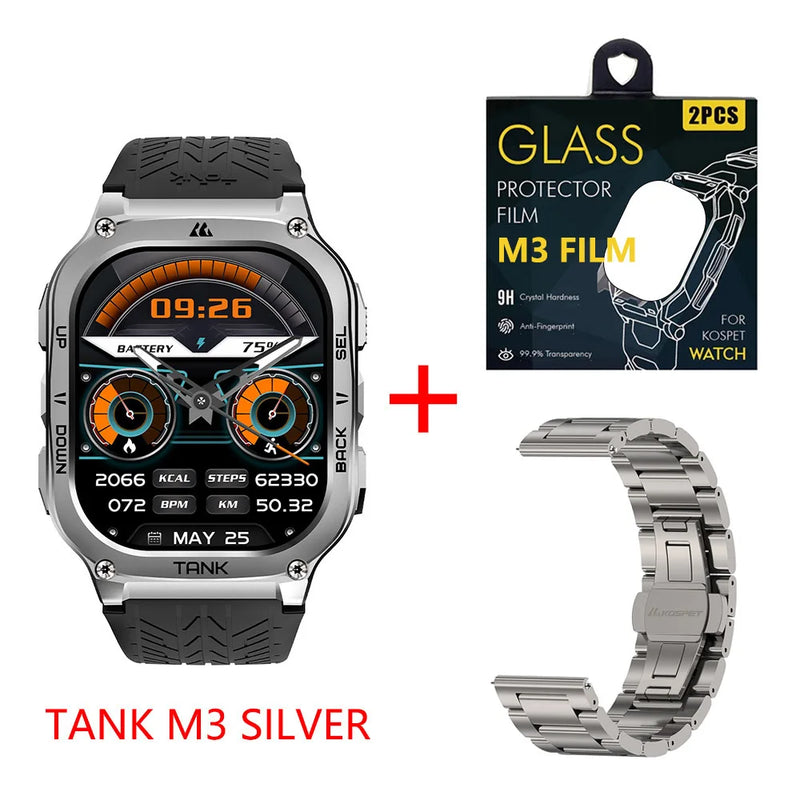 KOSPET TANK M3 Smartwatch For Men 480mAh 60 Days Battery IP69K 5ATM Waterproof AMOLED Bluetooth Call AI Voice Military Watches