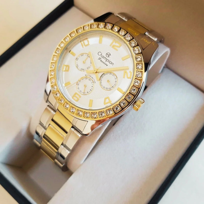 Relógio feminino de luxo original Big Champion à prova d'água e totalmente funcional