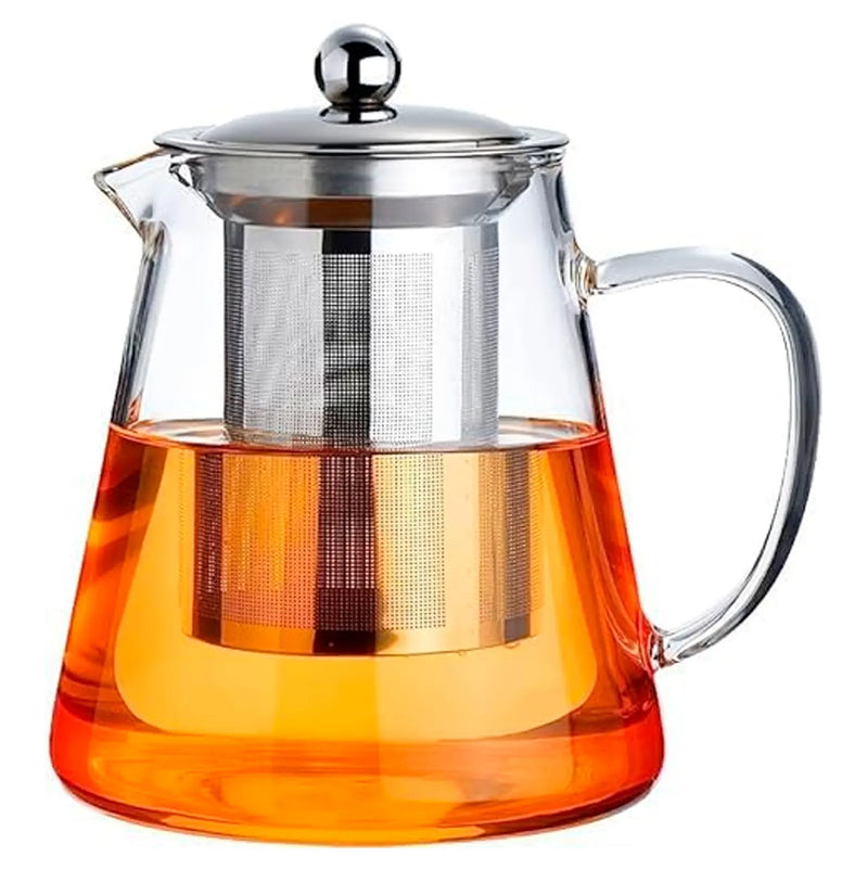 Conjunto Bule Chaleira Infusora de Vidro 950ML com 4 Xícaras Glass Tea Pot