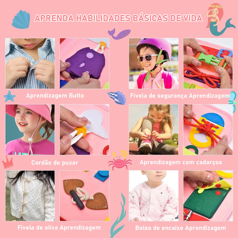 Toddler Busy Board Montessori atividades de aprendizagem pré-escolar com habilidades