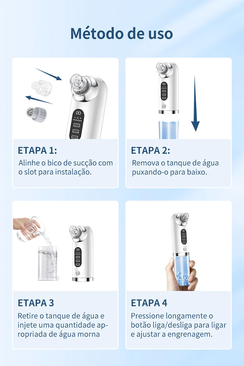 Removedor elétrico de cravos, remoção de espinhas, acne, sucção a vácuo, limpador de poros, limpeza facial