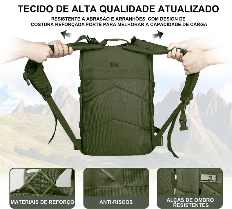 Mochila tática militar assalt reforçada impermeável grande