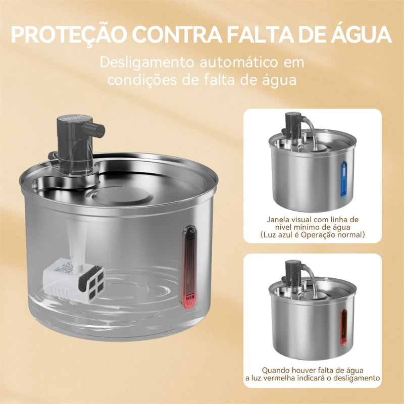 Newpet 3L Aço inoxidável bebedouro automático para gatos e cães bebedouro pet dispensador de água acessório