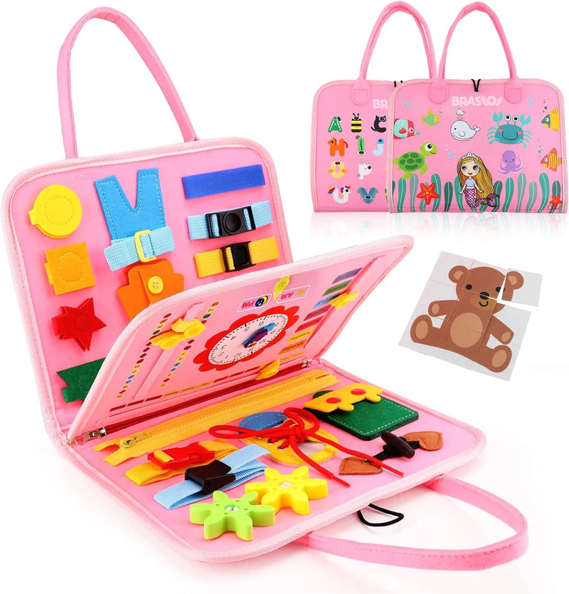 Toddler Busy Board Montessori atividades de aprendizagem pré-escolar com habilidades