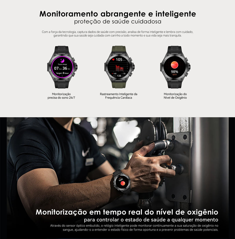 Relogio Smartwatch AURAFIT Am18 masculino a prova dágua ip67