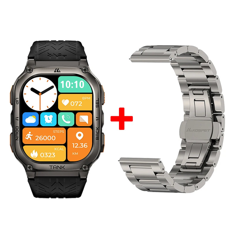 KOSPET TANK M3 Smartwatch For Men 480mAh 60 Days Battery IP69K 5ATM Waterproof AMOLED Bluetooth Call AI Voice Military Watches