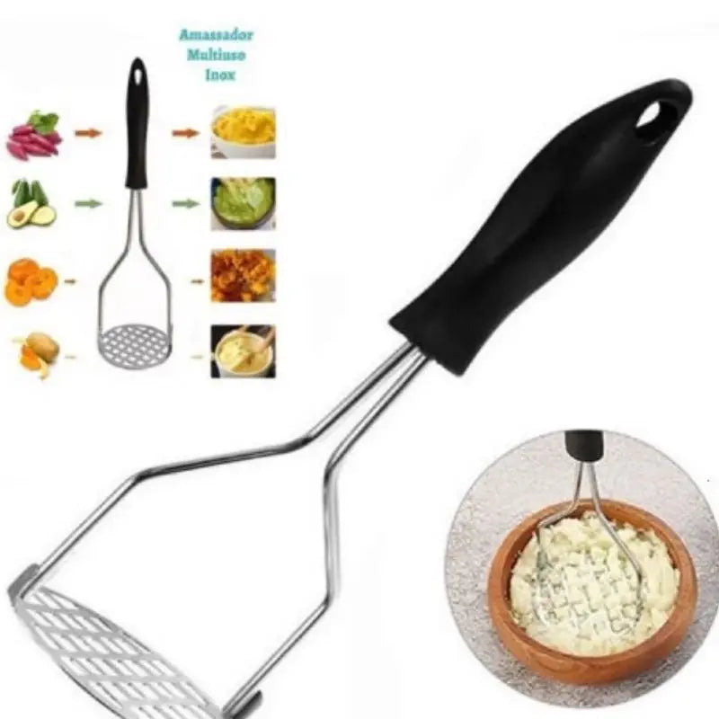 Natal Amassador Batatas, leguminosas, multiuso na cozinha em aço inox com cabo plástico promoções