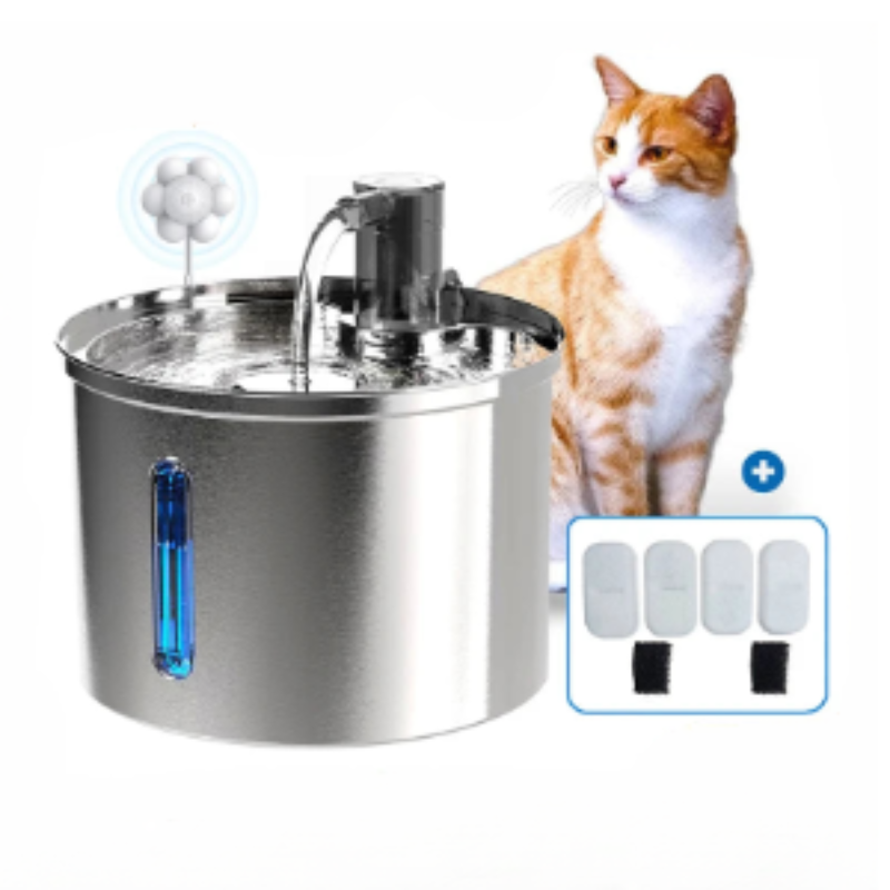 Newpet 3L Aço inoxidável bebedouro automático para gatos e cães bebedouro pet dispensador de água acessório