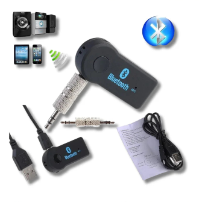 Adaptador receptor bluetooth auxiliar P2 3,5mm - Conecte seu carro (Preto)