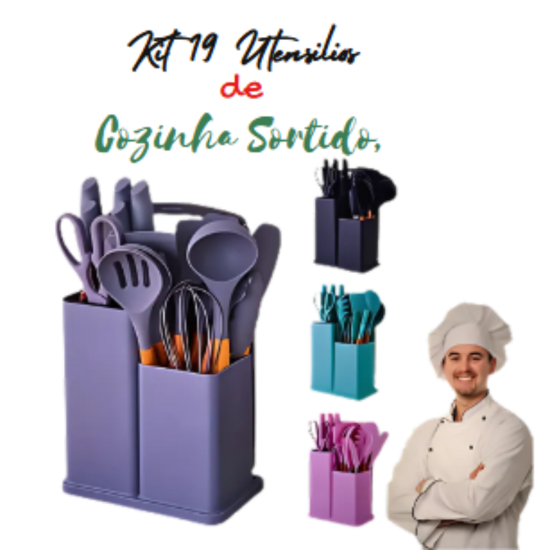 Kit completo com 19 utensílios essenciais para cozinha - ferramentas de alta qualidade para facilitar o seu dia a dia