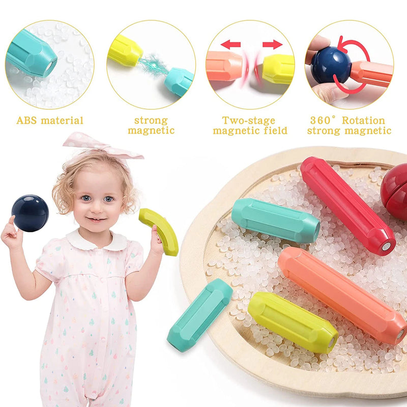 Blocos de construção magnéticos Conjunto magnético de 128 peças de ímãs Varas de bola Montessori Vara Brinquedos educativos para crianças