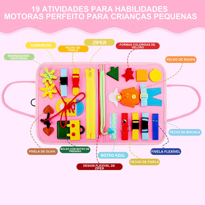 Toddler Busy Board Montessori atividades de aprendizagem pré-escolar com habilidades