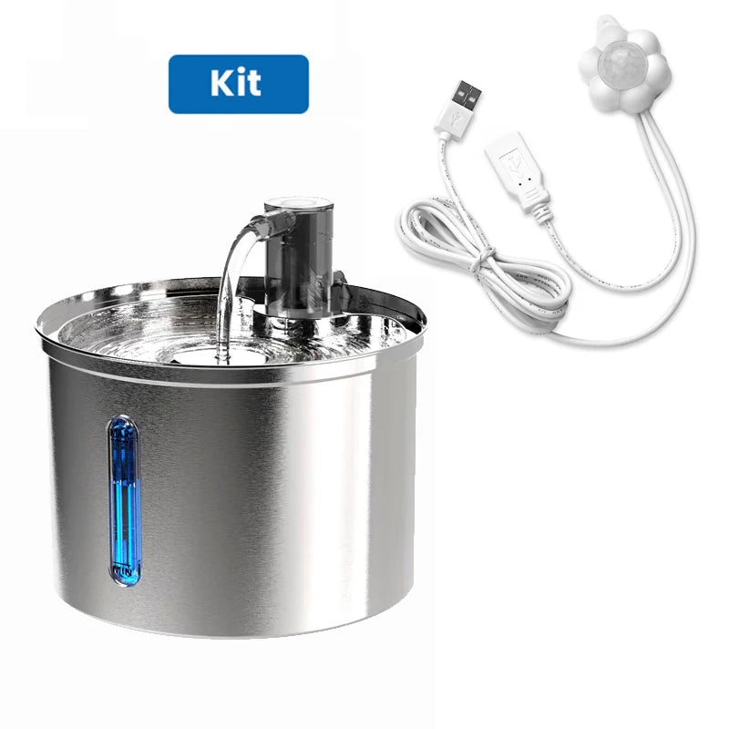 Newpet 3L Aço inoxidável bebedouro automático para gatos e cães bebedouro pet dispensador de água acessório