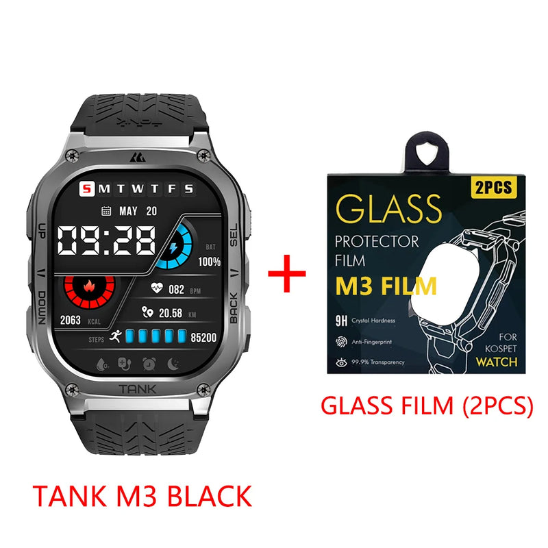 KOSPET TANK M3 Smartwatch For Men 480mAh 60 Days Battery IP69K 5ATM Waterproof AMOLED Bluetooth Call AI Voice Military Watches