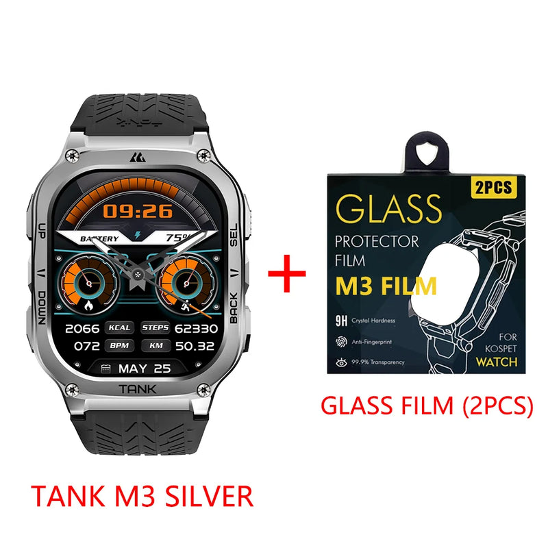 KOSPET TANK M3 Smartwatch For Men 480mAh 60 Days Battery IP69K 5ATM Waterproof AMOLED Bluetooth Call AI Voice Military Watches