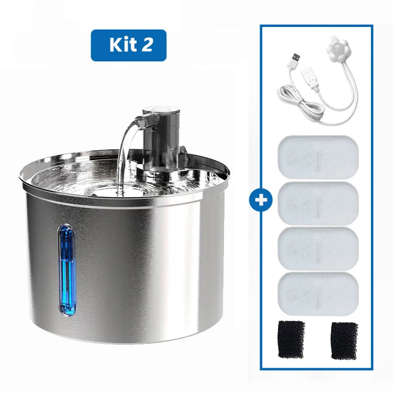 Newpet 3L Aço inoxidável bebedouro automático para gatos e cães bebedouro pet dispensador de água acessório