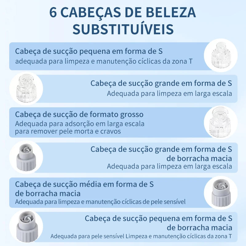 Removedor elétrico de cravos, remoção de espinhas, acne, sucção a vácuo, limpador de poros, limpeza facial