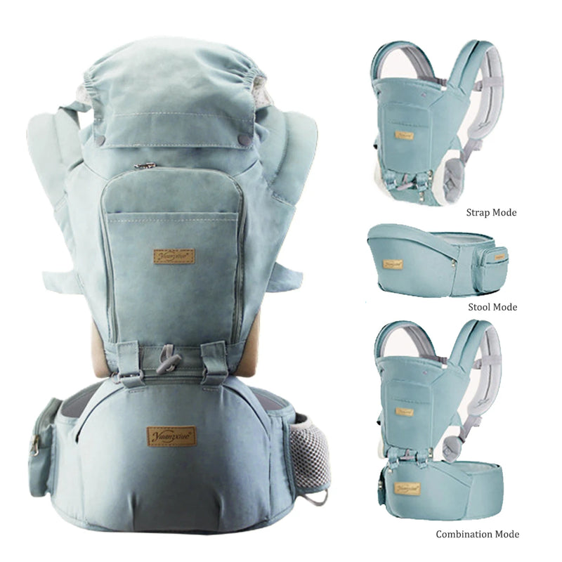 Canguru ergonômico para carregar bebê com pano de sombra 3 em 1,0-3 meses, suporta mais de 10 kg