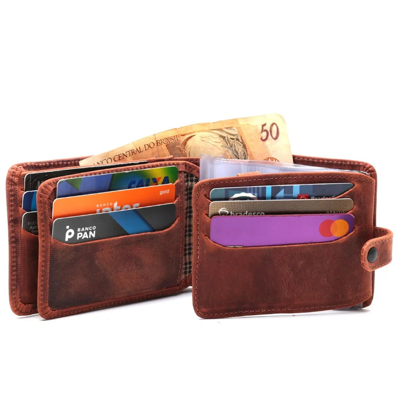 Carteira Masculina Couro Vintage Executiva Luxo Completa na Caixa