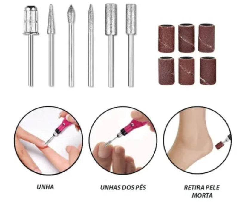 Motor de bloco de lixa elétrica profissional para unhas e lixadeira -  bivolt